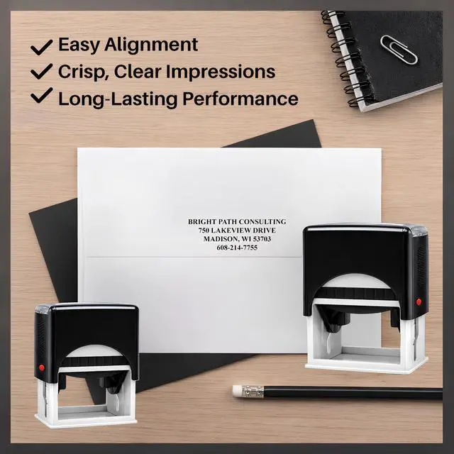 Alt view image 6 of 7 - Custom Self-Inking Rubber Stamp Personalized Stamp with Multiple Ink Colors and Font Styles for Address, Business, Office Mail and Crafts (Medium)