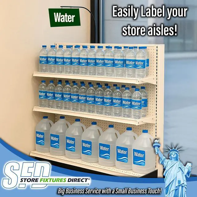 Alt view image 2 of 7 - Curved Gondola Shelf Single Side Magnetic Store Aisle Sign Holder, Department Walkway Section Marker & Labeler for Store Shelving, 10 Pack