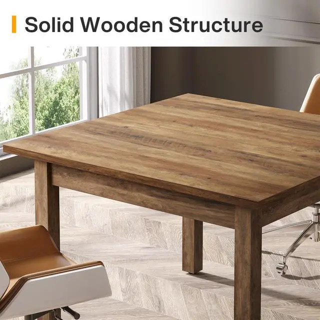 Alt view image 5 of 7 - 39'' Square Conference Table, Small Wooden Meeting Room Table | Industrial Seminar Tables for 4 People,Free Combination Businessfor Conference Room Boardroom