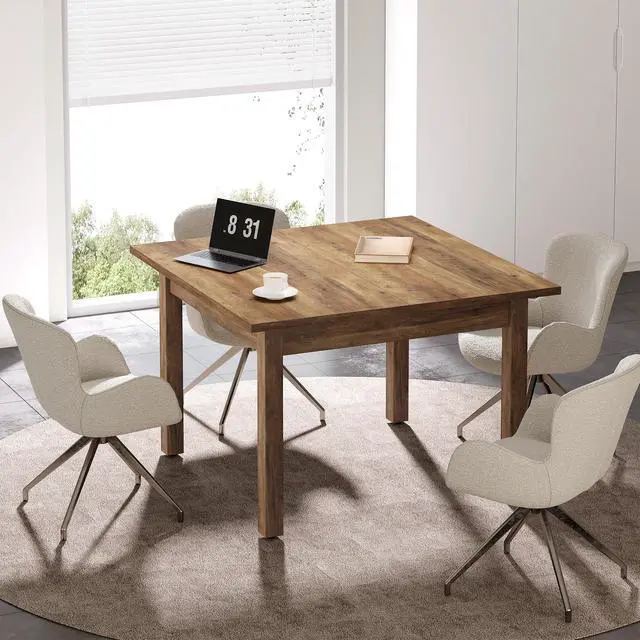 Alt view image 2 of 7 - 39'' Square Conference Table, Small Wooden Meeting Room Table | Industrial Seminar Tables for 4 People,Free Combination Businessfor Conference Room Boardroom