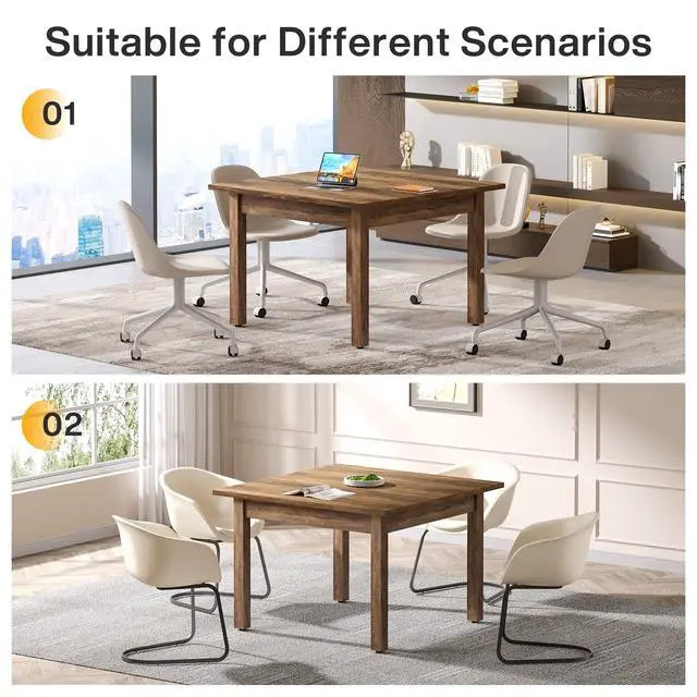 Alt view image 6 of 7 - 39'' Square Conference Table, Small Wooden Meeting Room Table | Industrial Seminar Tables for 4 People,Free Combination Businessfor Conference Room Boardroom