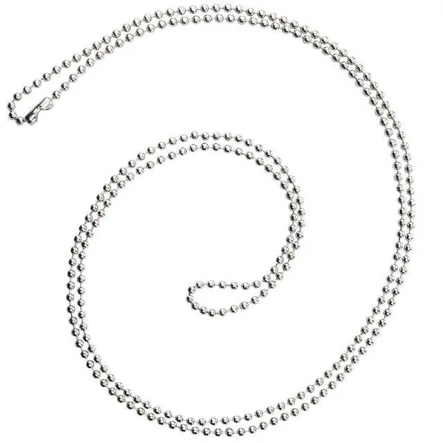 Alt view image 2 of 7 - Bulk 25 Pack - Anti Corrosion Nickel Plated Beaded Neck Chain ID Badge Holders - 36 Inch Long Adjustable Length Steel Necklace Lanyard - Great for Police Badges and Military Dog Tags