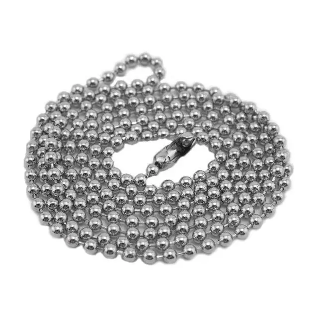 Alt view image 3 of 7 - Bulk 25 Pack - Anti Corrosion Nickel Plated Beaded Neck Chain ID Badge Holders - 36 Inch Long Adjustable Length Steel Necklace Lanyard - Great for Police Badges and Military Dog Tags