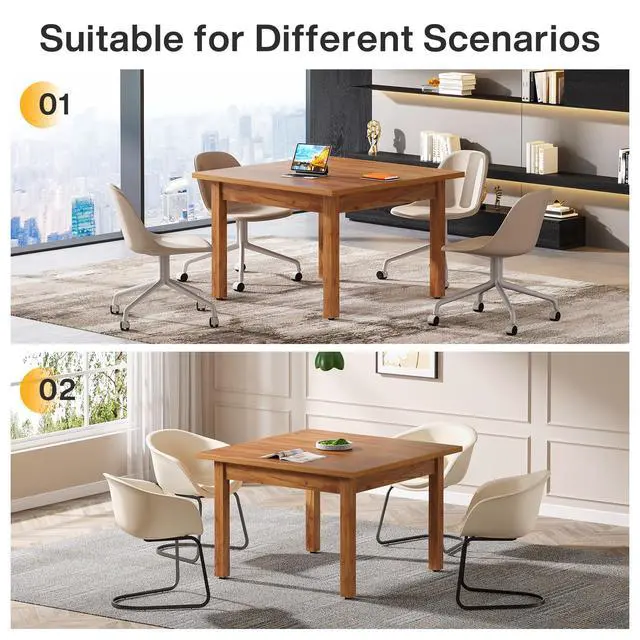 Alt view image 5 of 7 - 39'' Square Conference Table, Small Wooden Meeting Room Table | Industrial Seminar Tables for 4 People,Free Combination Businessfor Conference Room Boardroom
