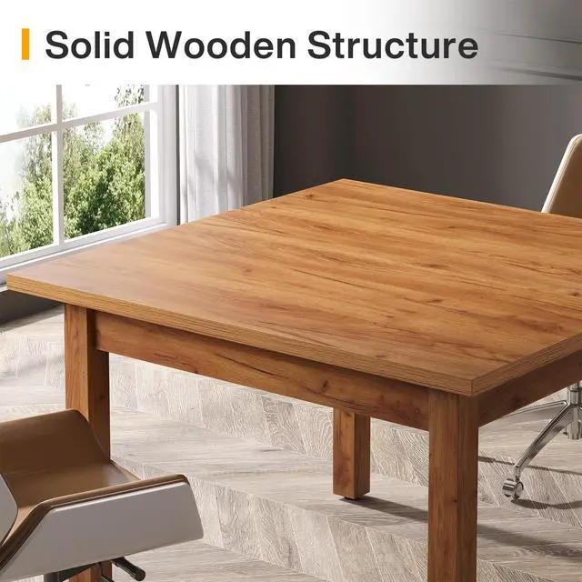 Alt view image 4 of 7 - 39'' Square Conference Table, Small Wooden Meeting Room Table | Industrial Seminar Tables for 4 People,Free Combination Businessfor Conference Room Boardroom