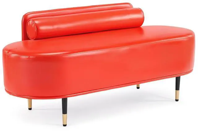 Main image of Waiting Room Bench with Low Back, 53.5" Office Guest Chair, Faux Leather Upholstered Reception Seating, Lobby Bench for Beauty Salon Barbershop Airport Bank Hall Room Conference