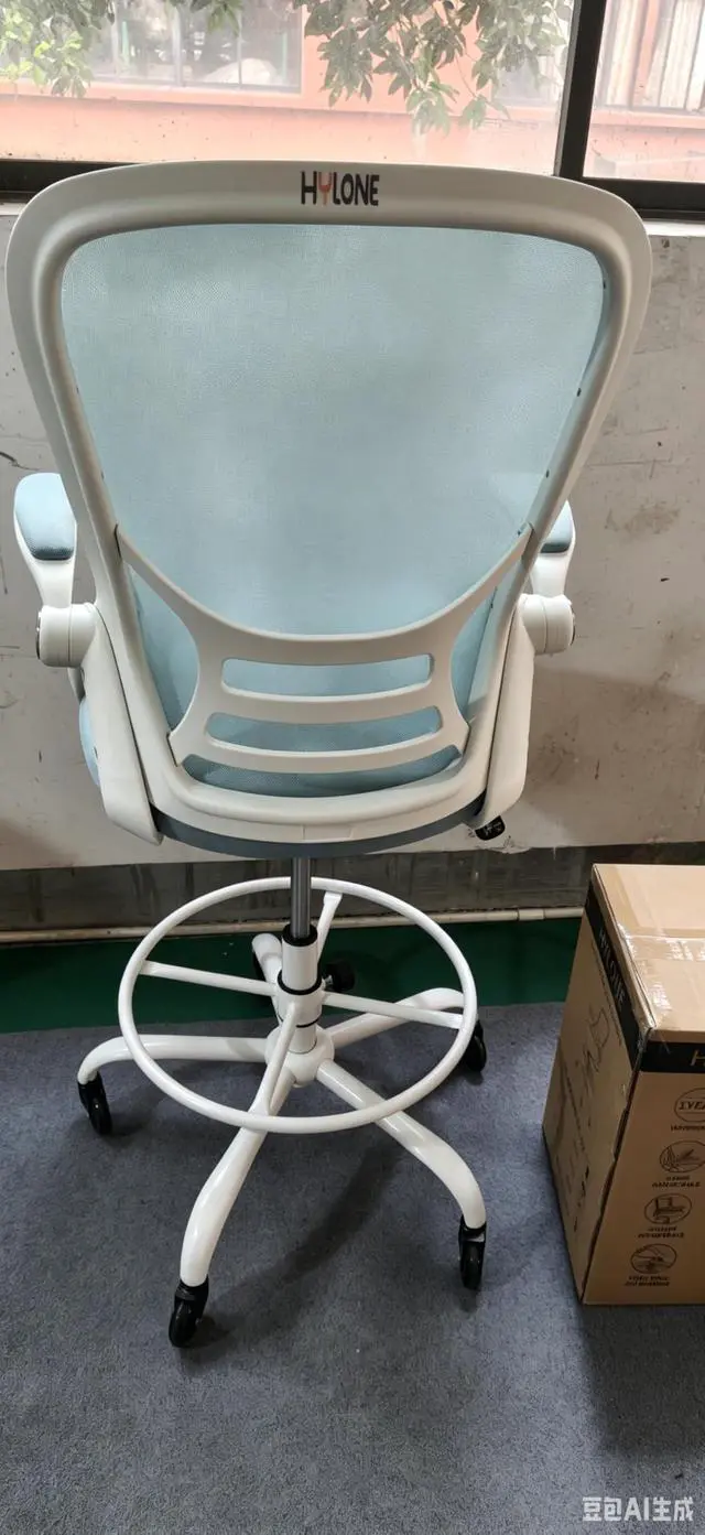 Alt view image 2 of 7 - Drafting Chair Tall Office, Ergonomic Standing Desk Stool Adjustable Drafting Chair Big Tall Drafting Office Chair Blue