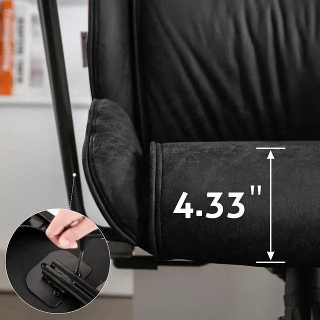 Alt view image 7 of 7 - High Back Office Desk Chair,Ergonomic Reclining Office Chair,Modern Swivel Computer Chair,Conference Room Chairs,Black Leather Chair with Lumbar Support,330lbs