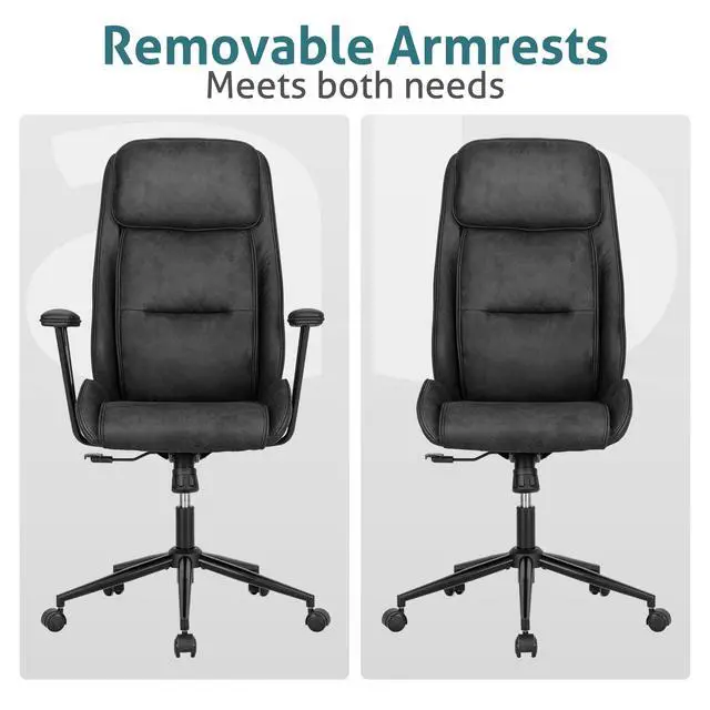 Alt view image 5 of 7 - High Back Office Desk Chair,Ergonomic Reclining Office Chair,Modern Swivel Computer Chair,Conference Room Chairs,Black Leather Chair with Lumbar Support,330lbs