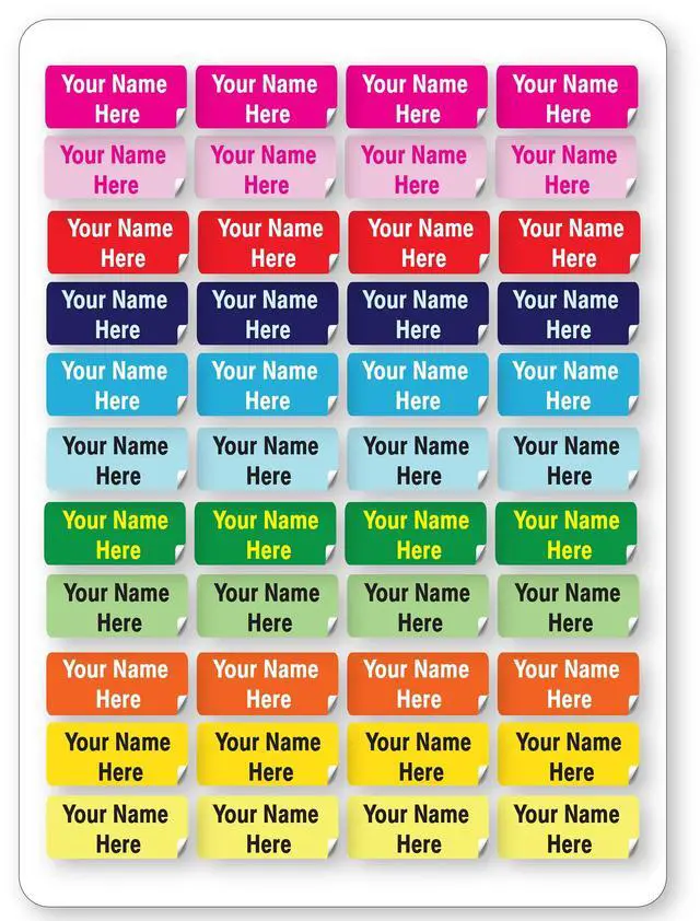 Main image of Personalized Waterproof Name Labels. Press and Stick Custom Name Stick on Clothing Labels (60 Count, Medium (1" × 0.5"))