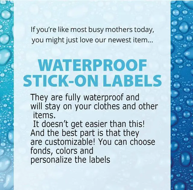 Alt view image 5 of 7 - Personalized Waterproof Name Labels. Press and Stick Custom Name Stick on Clothing Labels (60 Count, Medium (1" × 0.5"))