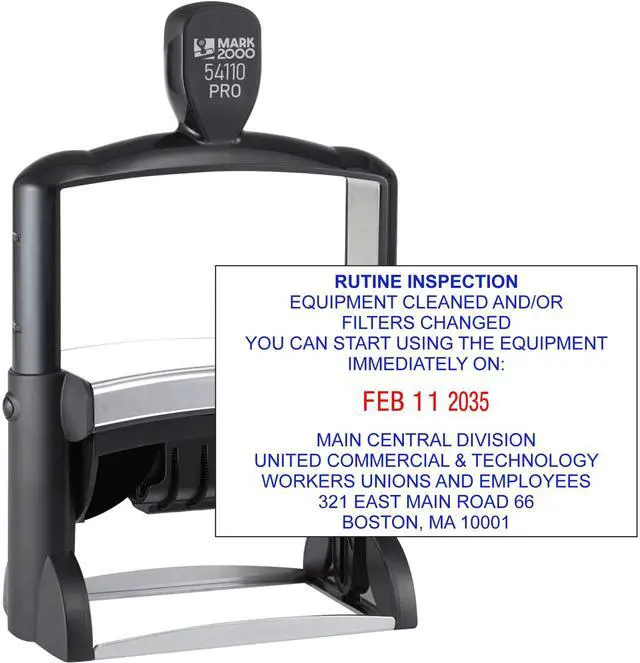 Main image of 54110 Professional Self Inking Date Stamp with Custom Text - Up to 12 Lines of Text