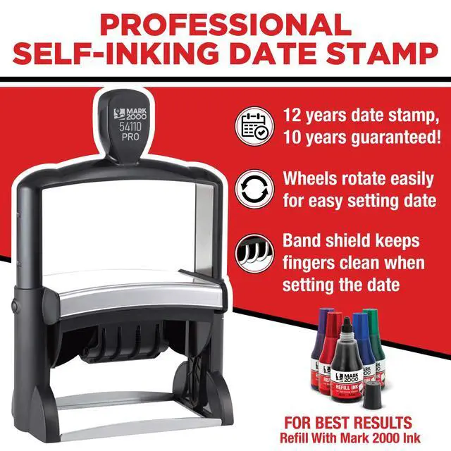 Alt view image 2 of 3 - 54110 Professional Self Inking Date Stamp with Custom Text - Up to 12 Lines of Text