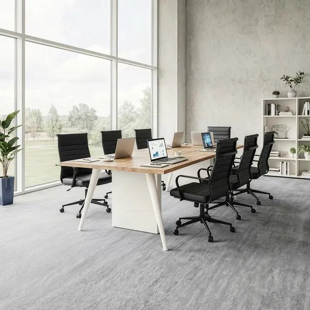 Alt view image 3 of 7 - Black Conference Room Table Chairs, Ergonomic Office Desk Chair with Wheels, PU Leather Modern Chairs, High Back Executive Swivel Rolling Chair for Home, Office