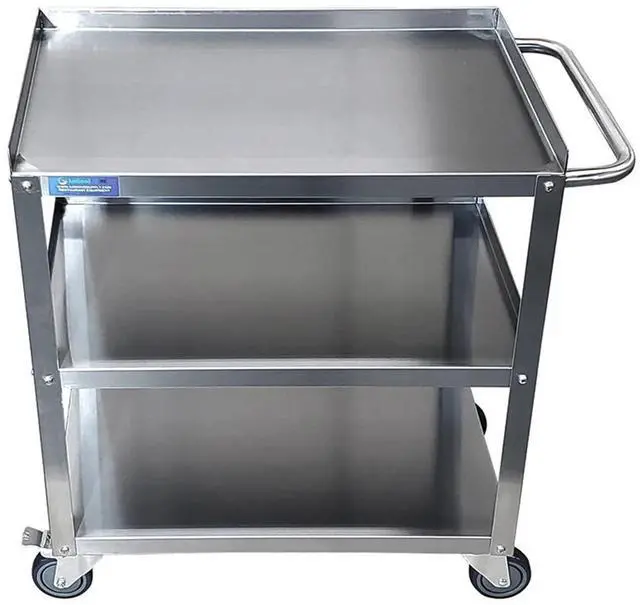 Main image of 15 in. Wide X 24 in. Long X 33 in High | 3 Shelf Metal Utility Cart on Wheels with Handle