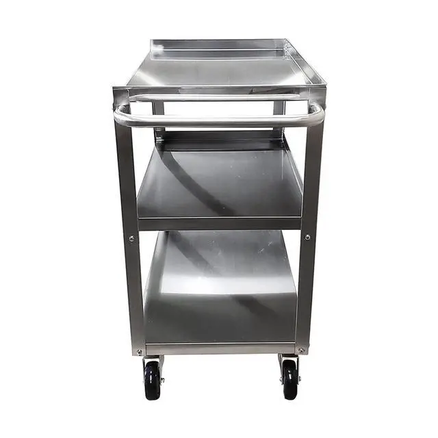 Alt view image 4 of 5 - 15 in. Wide X 24 in. Long X 33 in High | 3 Shelf Metal Utility Cart on Wheels with Handle