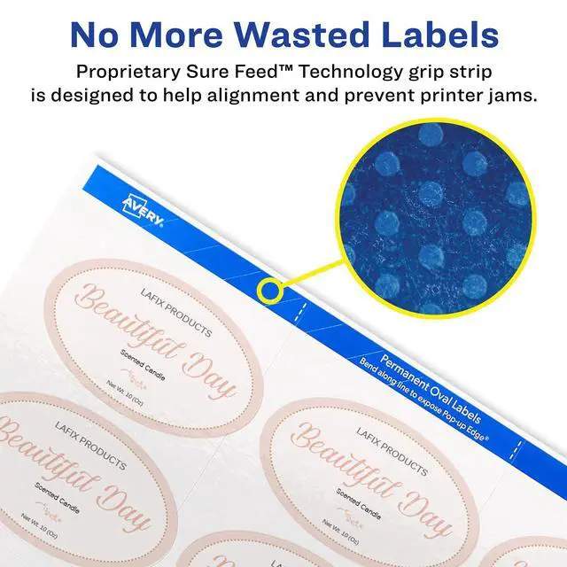 Alt view image 4 of 7 - Printable Blank Oval Labels, 1.5" x 2.5", Glossy White, 180 Customizable Labels (22804)