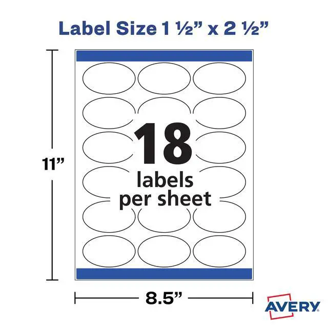 Alt view image 6 of 7 - Printable Blank Oval Labels, 1.5" x 2.5", Glossy White, 180 Customizable Labels (22804)