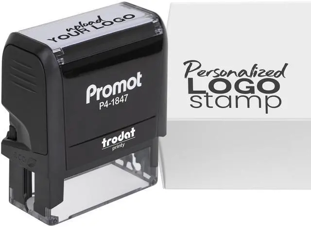 Main image of Custom Logo Stamp - Personalized Your Business Text or Logo (Medium) | Professional Brand Impressions, Crisp & Consistent Impressions, Fast One-Hand Operation, Built-In Self-Inking Mechanism