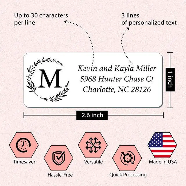 Alt view image 2 of 5 - Personalized Return Address Labels Simple - Set of 240 Elegant Custom Mailing Labels for Envelopes, Self Adhesive Flat Sheet Rectangle Personalized Name Stickers (White)
