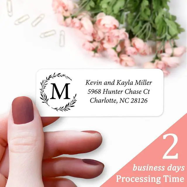 Alt view image 3 of 5 - Personalized Return Address Labels Simple - Set of 240 Elegant Custom Mailing Labels for Envelopes, Self Adhesive Flat Sheet Rectangle Personalized Name Stickers (White)