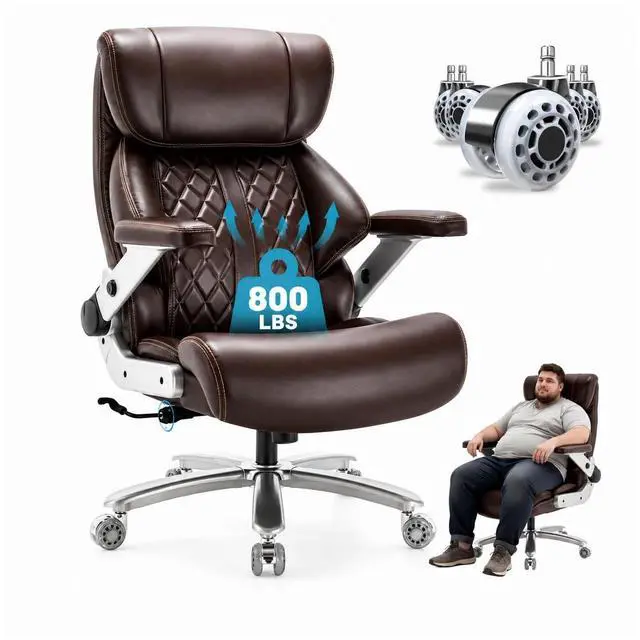 Main image of 800lbs Big and Tall Office Chairs with 5D Flip Arms | Heavy Duty Desk Chair with Adjustable Lumbar Support, Office Chairs with Quiet Rubber Wheel and Extra Wide Seat