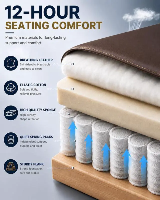 Alt view image 5 of 7 - 800lbs Big and Tall Office Chairs with 5D Flip Arms | Heavy Duty Desk Chair with Adjustable Lumbar Support, Office Chairs with Quiet Rubber Wheel and Extra Wide Seat