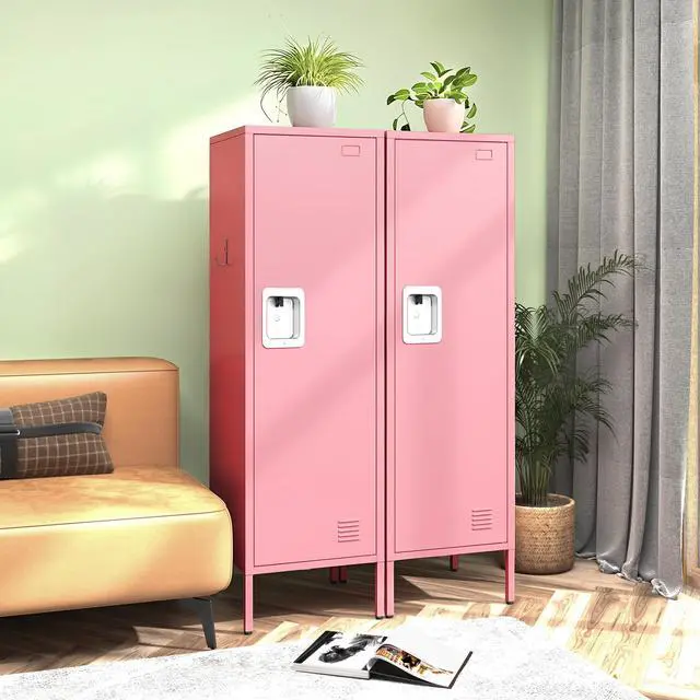 Alt view image 2 of 6 - Metal Storage Cabinet, Lockable Storage Locker with Door, Tall Metal Cabinet for Home School Gym Office Employee Kids Use