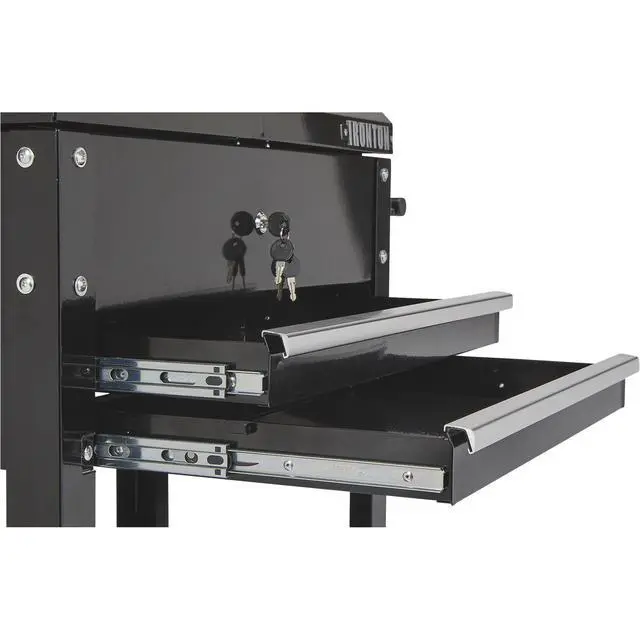 Alt view image 7 of 7 - 28in. 2-Drawer Rolling Tool Cart, 350-Lb., Locking Drawers | Heavy-duty steel frame, open lower tray, quick-access tool organization, garage/workshop/warehouse use, easy maneuvering