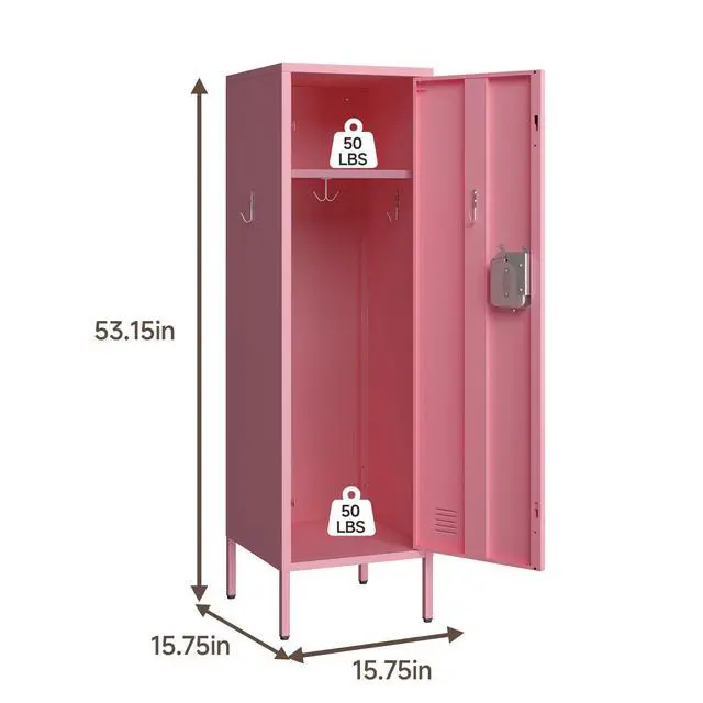 Alt view image 3 of 6 - Metal Storage Cabinet, Lockable Storage Locker with Door, Tall Metal Cabinet for Home School Gym Office Employee Kids Use