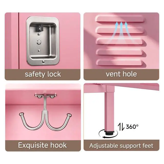 Alt view image 4 of 6 - Metal Storage Cabinet, Lockable Storage Locker with Door, Tall Metal Cabinet for Home School Gym Office Employee Kids Use