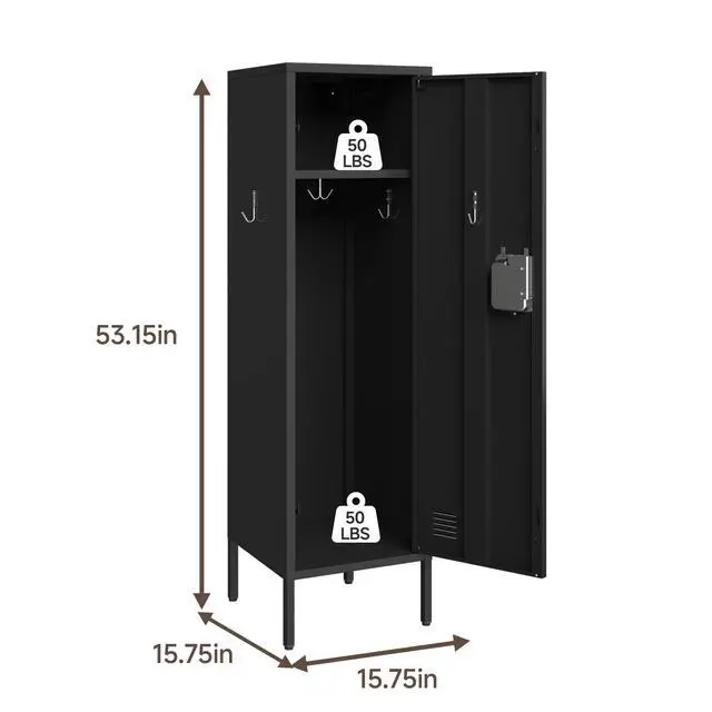 Alt view image 3 of 7 - Metal Storage Cabinet, Lockable Storage Locker with Door, Tall Metal Cabinet for Home School Gym Office Employee Kids Use