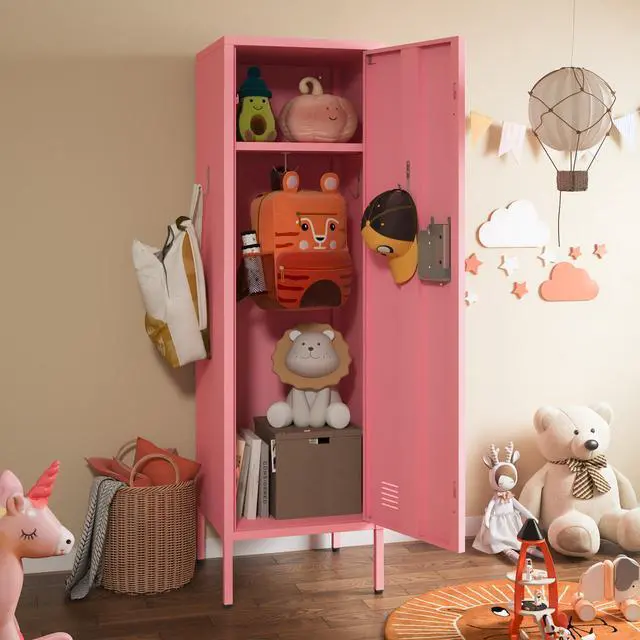 Alt view image 6 of 6 - Metal Storage Cabinet, Lockable Storage Locker with Door, Tall Metal Cabinet for Home School Gym Office Employee Kids Use