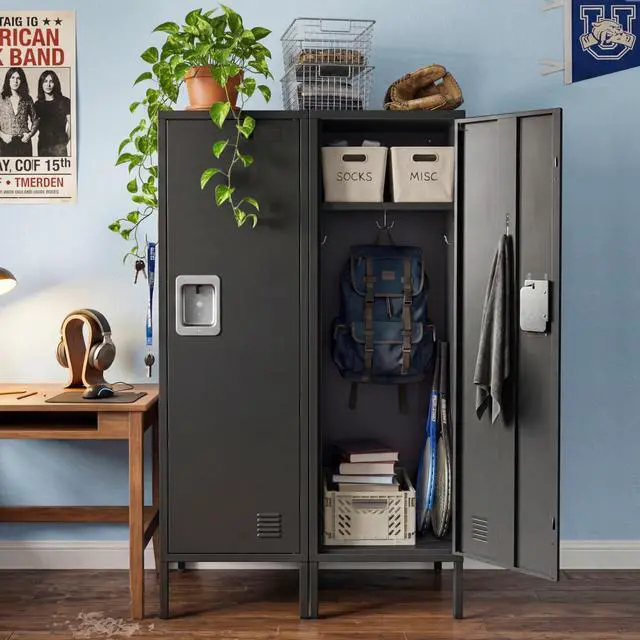 Alt view image 2 of 7 - Metal Storage Cabinet, Lockable Storage Locker with Door, Tall Metal Cabinet for Home School Gym Office Employee Kids Use