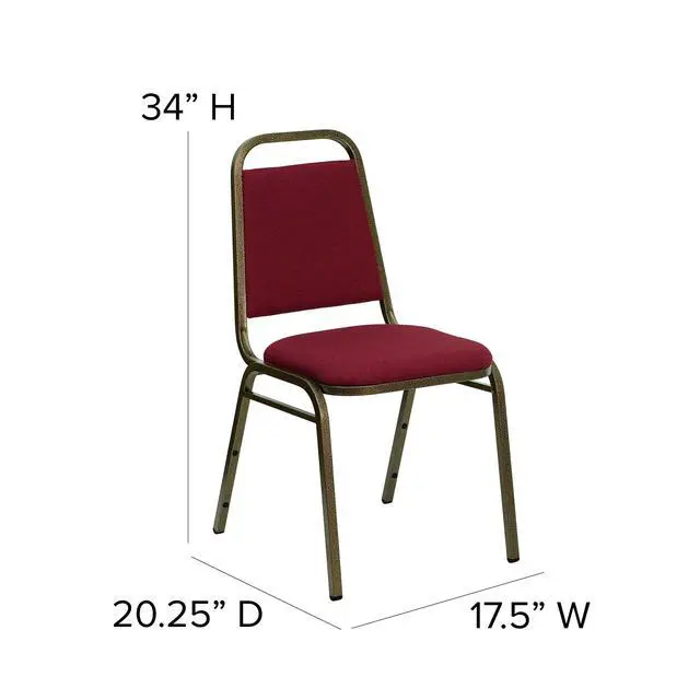 Alt view image 2 of 7 - Burgundy Fabric Trapezoidal Back Stacking Banquet Chair | Gold Vein Frame, Fabric Upholstery