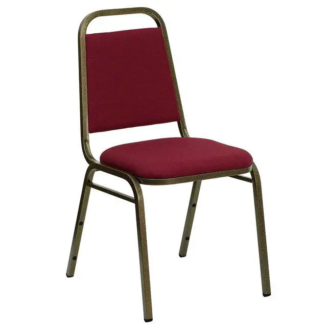 Alt view image 3 of 7 - Burgundy Fabric Trapezoidal Back Stacking Banquet Chair | Gold Vein Frame, Fabric Upholstery