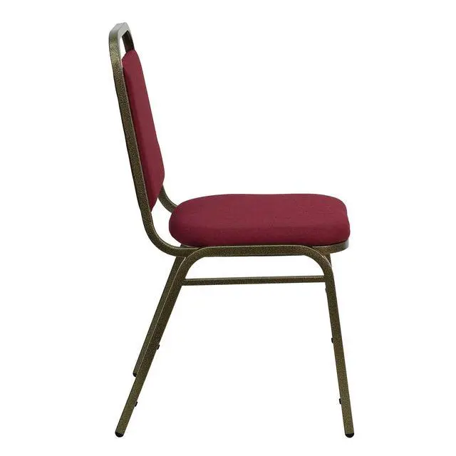 Alt view image 5 of 7 - Burgundy Fabric Trapezoidal Back Stacking Banquet Chair | Gold Vein Frame, Fabric Upholstery