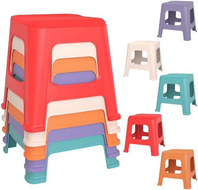 Main image of 5 Pack Stackable Classroom Stools, 12.9" Height Colorful Nesting Plastic Stool, Portable Backless Chairs Flexible Seating for Classroom, School, Kindergarten, Home