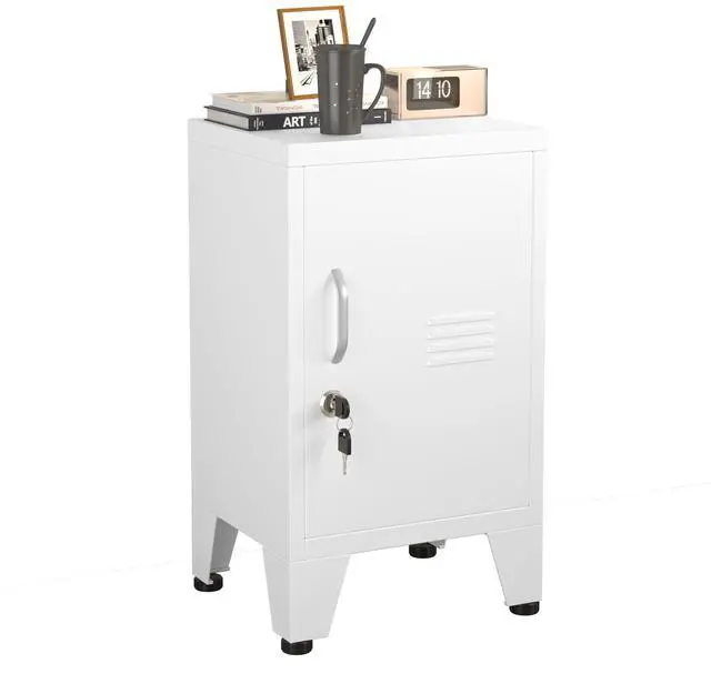 Main image of 24.5" White Lockable Steel Small Employee Storage Locker | Single Door, Adjustable Shelf & Leveling Feet, Metal Office Cabinet for Home, School, Office & Gym