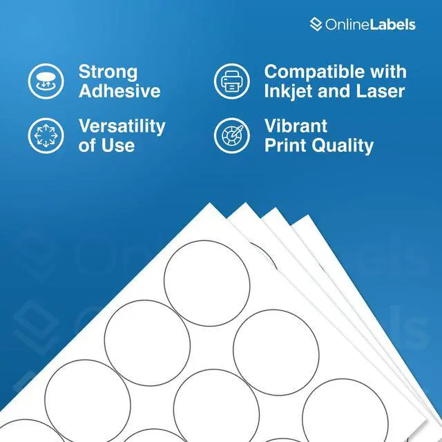 Alt view image 5 of 7 - 2.5 Inch Round Labels - Pack of 120 Circle Stickers, 10 Sheets - Inkjet/Laser Printer