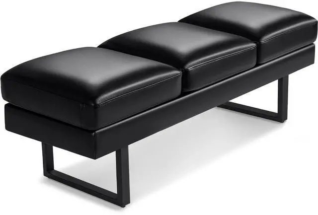 Main image of Waiting Room Chairs Faux Leather Office Guest Chair, 59.6 Inches Conference Room Chairs 3 Seats Upholstered Reception Bench, Lobby Furniture for Salon and Shop, Black