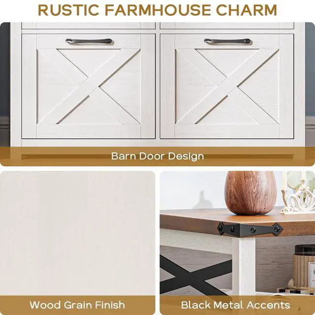 Alt view image 5 of 7 - Farmhouse Home Office File Cabinet with 4 Drawer, Unique White | Lateral Filing Cabinet with Open Storage Shelf, Filing Organizer Fits Letter/A4 Size, Document Storage Printer Stand