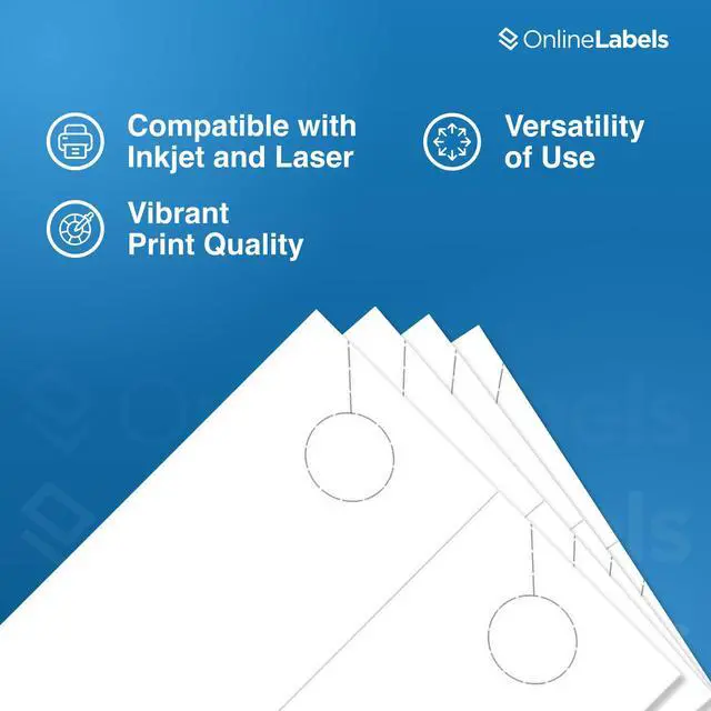 Alt view image 5 of 7 - OnlineLabels 4.25" x 11" Printable Door Hangers - Cardstock - 100 Sheets | No Adhesive Backing, Blank Rectangle 2-up Door Hangers w/ Perforated Punch-Out Hole, Inkjet and Laser Compatible