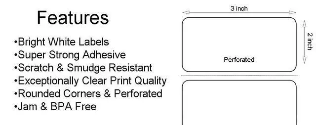Alt view image 2 of 4 - Direct Thermal Labels - 3" x 2" - Perforated UPC Barcode FBA Address Labels with Premium Adhesive, Compatible with Zebra & Rollo Label Printers - 40 Rolls