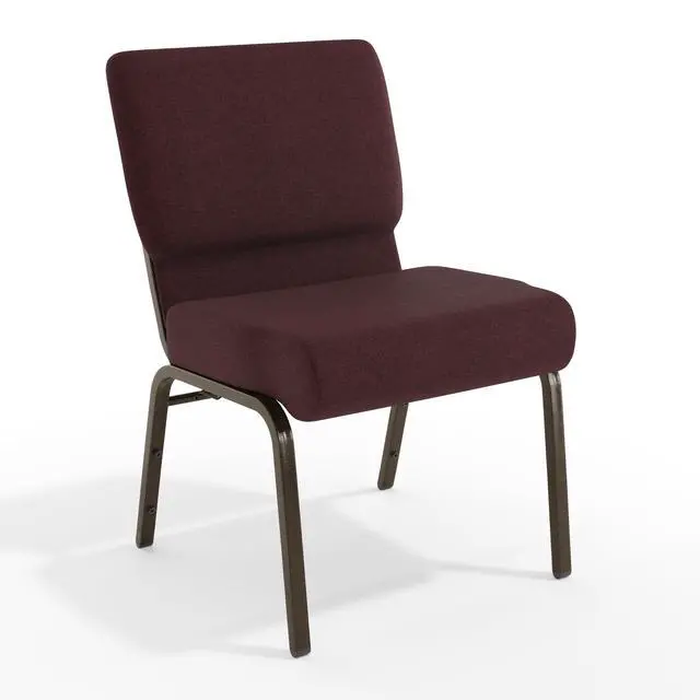 Alt view image 3 of 7 - Plum Fabric 21" W Stacking Church Chair | Gold Vein Frame, Fabric Upholstery