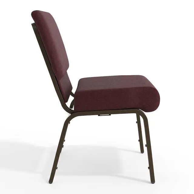 Alt view image 7 of 7 - Plum Fabric 21" W Stacking Church Chair | Gold Vein Frame, Fabric Upholstery