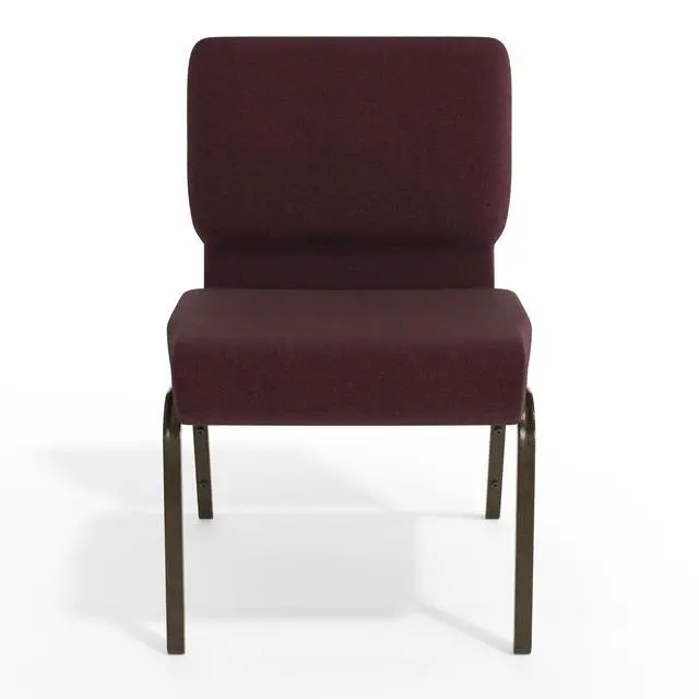 Alt view image 6 of 7 - Plum Fabric 21" W Stacking Church Chair | Gold Vein Frame, Fabric Upholstery