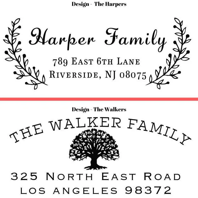 Alt view image 3 of 7 - 20 Designs to Choose!! Personalized - Address Stamp - Customized Stamp - Self-Inking Return Address Mail 3 Lines Custom Address Stamper - Black Red Blue Purple Green Ink - Wedding Invitation Stamp