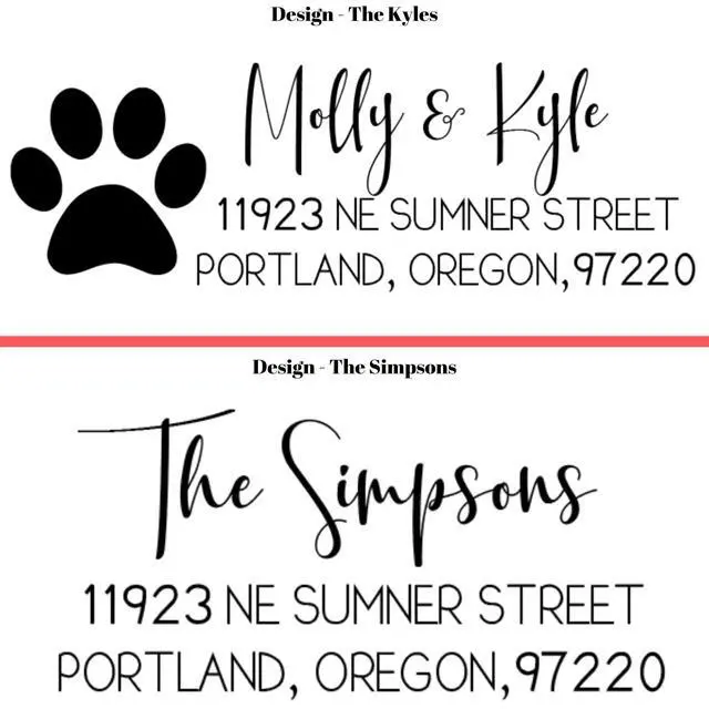 Alt view image 4 of 7 - 20 Designs to Choose!! Personalized - Address Stamp - Customized Stamp - Self-Inking Return Address Mail 3 Lines Custom Address Stamper - Black Red Blue Purple Green Ink - Wedding Invitation Stamp