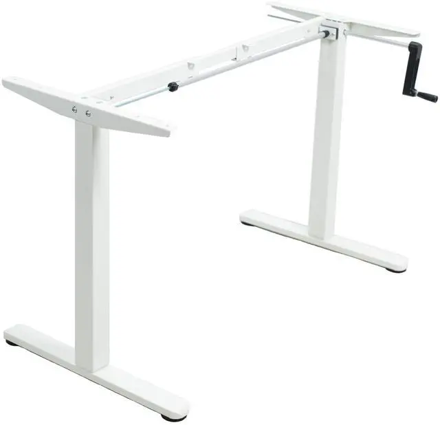 Main image of Compact Hand Crank Stand Up Desk Frame, White, DESK-M051MW | For 37 to 77 inch Table Tops, Height Adjustable, Ergonomic Standing Desk Legs, Foldable Handle